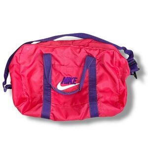 Vintage Nike Women's Athletic Duffle Bag 80s RARE Nylon Embroidered Swoosh